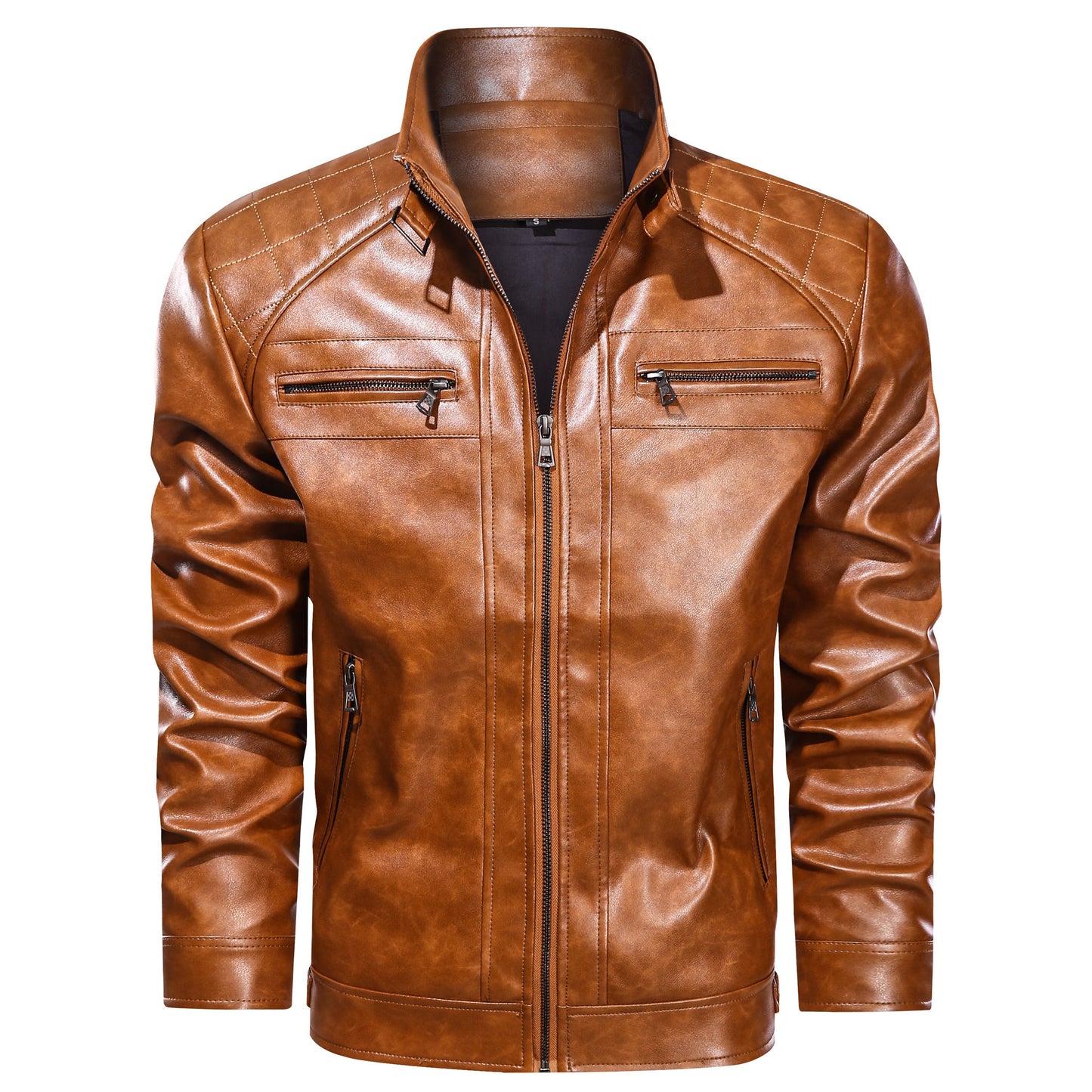Men's Faux Leather Cafe Racer Jacket