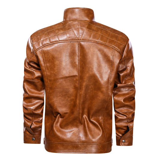 Men's Faux Leather Cafe Racer Jacket