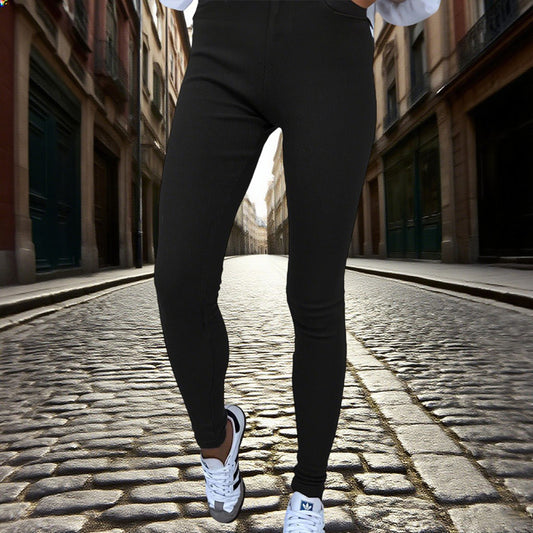 Women's Solid Color 2-Piece Set Casual Tracksuit, Long Sleeve Crewneck Sweatshirt With Side Slits & Slim Fit Jogger Pants