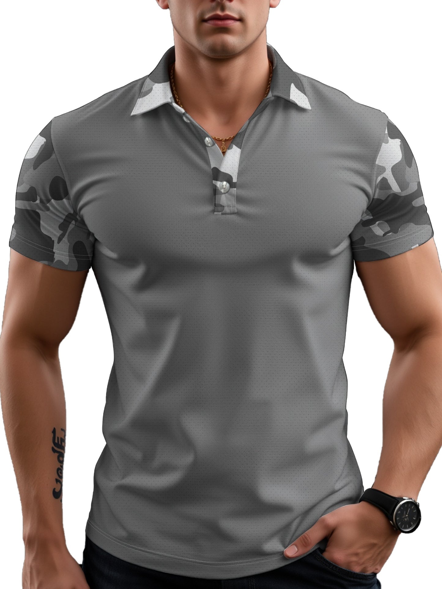 Polo Shirt Button Men's Casual Short-sleeved T-shirt