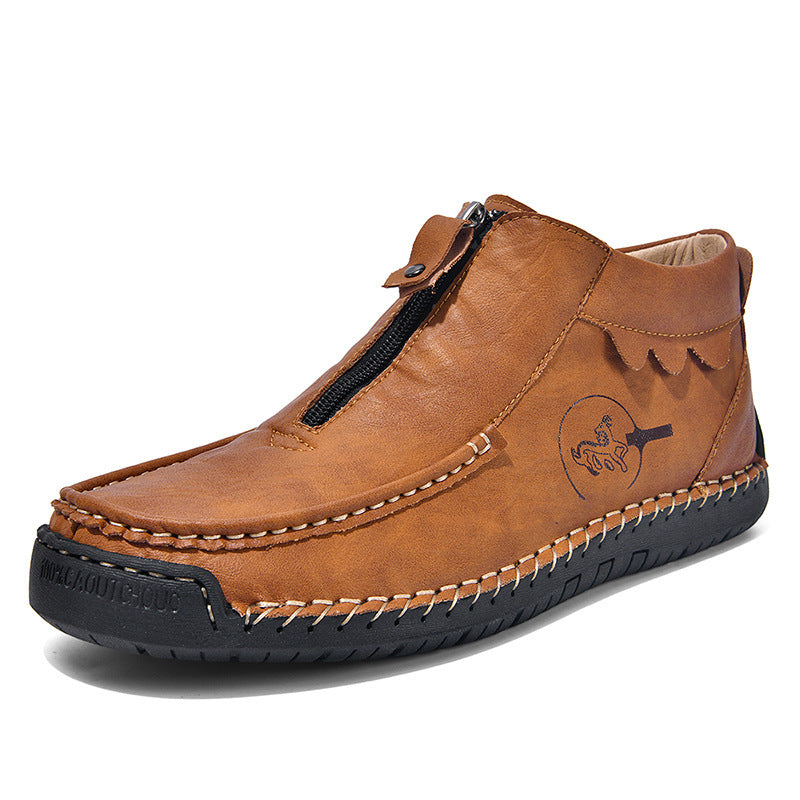 Slip-on Men's Leather Shoes Low-top Plus Size Loafers
