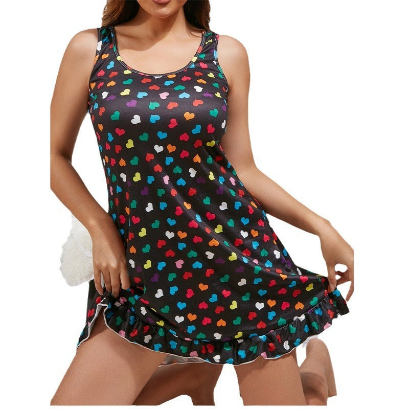 Pajamas Plus Size Women's Clothing Slip Nightdress Printed Homewear