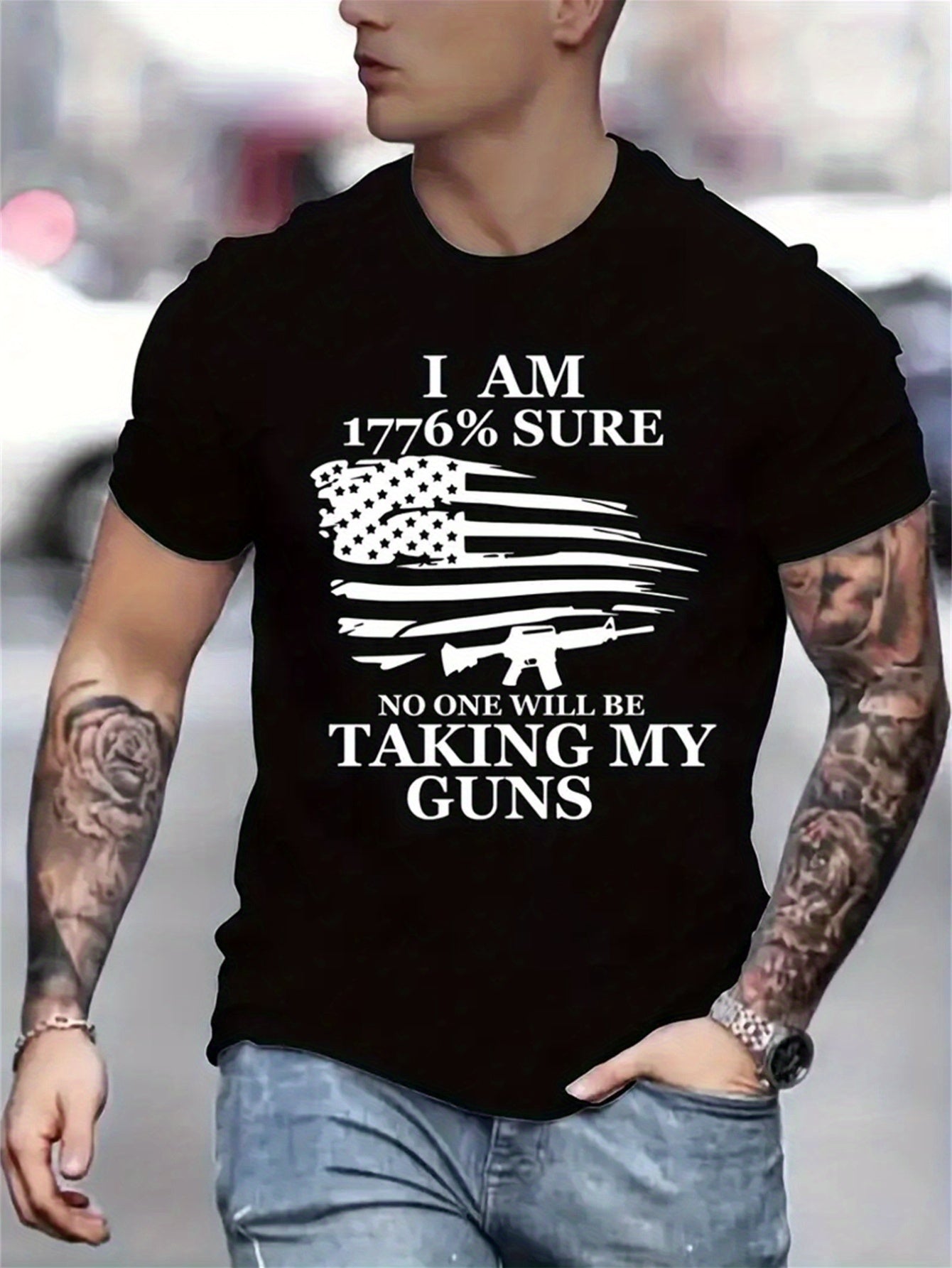 Men's Creative Tops, Casual Short Sleeved Round Neck T-shirts, Summer Outdoor Men's Clothing