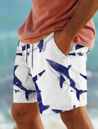 Fashion Personality 3D Shark Printed Beach Shorts Men