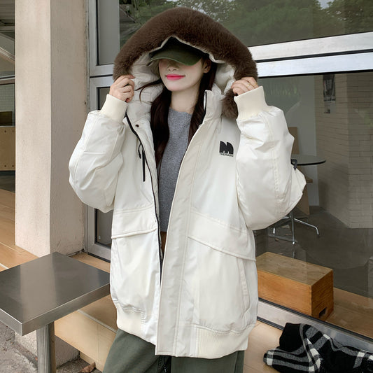 Big Fur Collar Thickened Parka Cotton-padded Coat