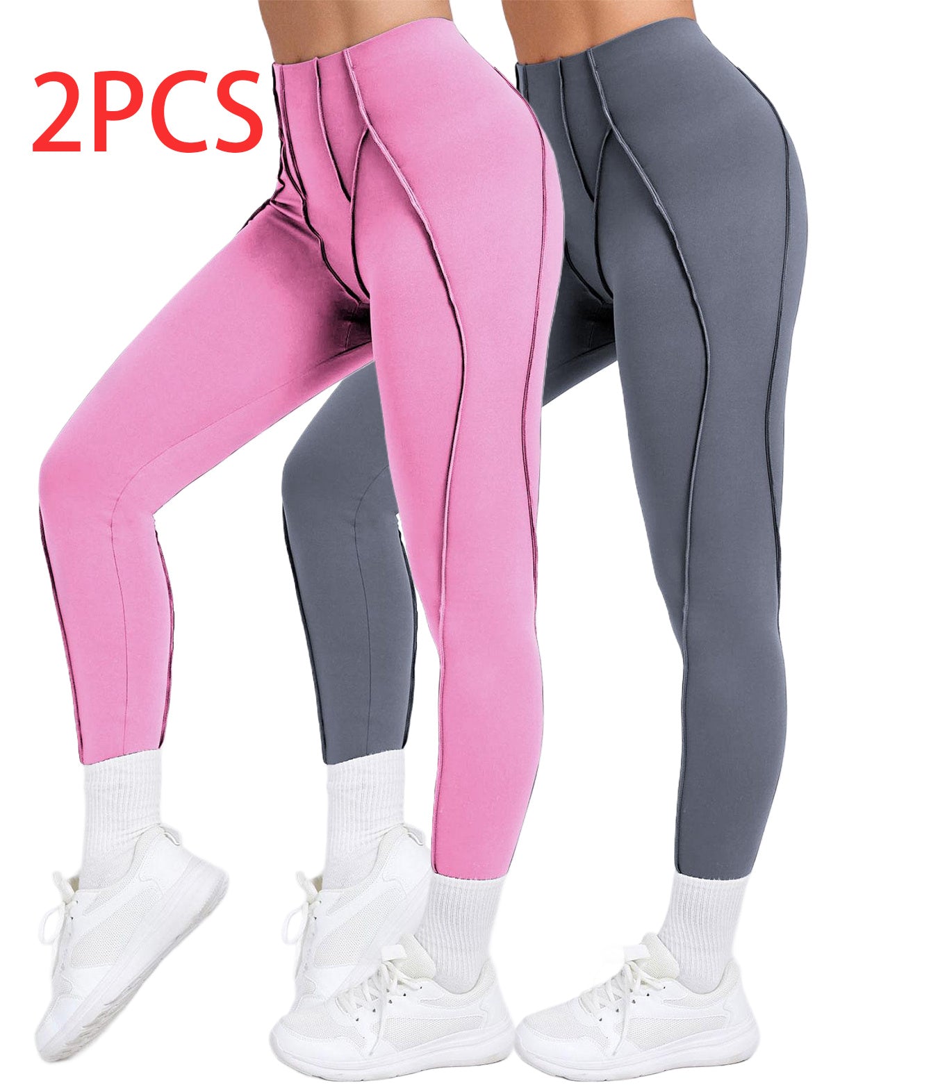 2 Pack Women's Quick Dry High Waist Tummy Control Yoga Pants Workout Leggings With Side Pockets