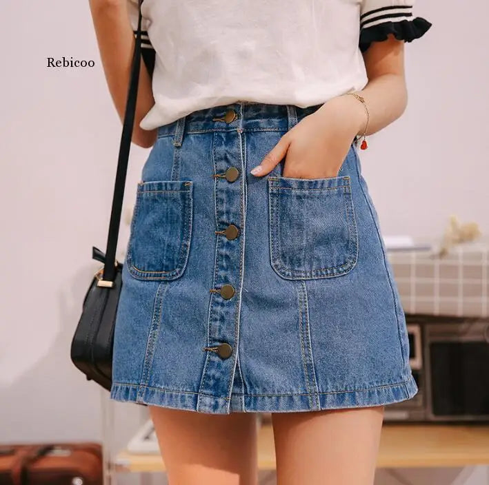 https://ae01.alicdn.com/kf/H75e3294805c8498eb956698d08715941a/Denim-Skirt-High-Waist-A-Line-Mini-Skirts-Women-2021-Summer-New-Arrivals-Single-Button-Pockets.jpg