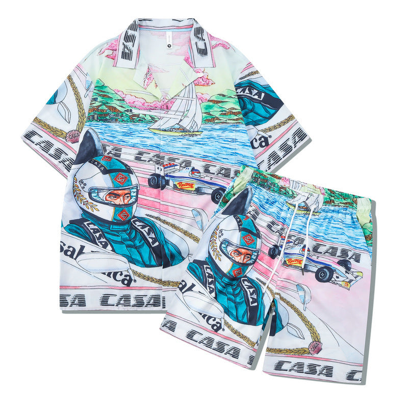 Beach Men And Women Short Sleeve Shirt Outfit