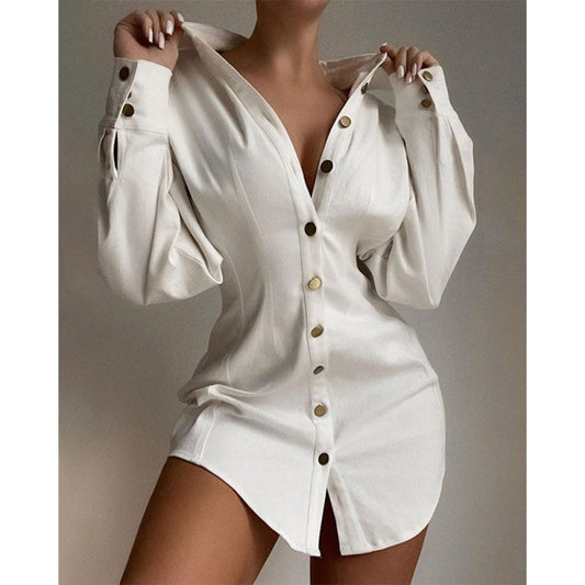 New Fashion Printed Waist-controlled Fastener Decoration Women's Shirt