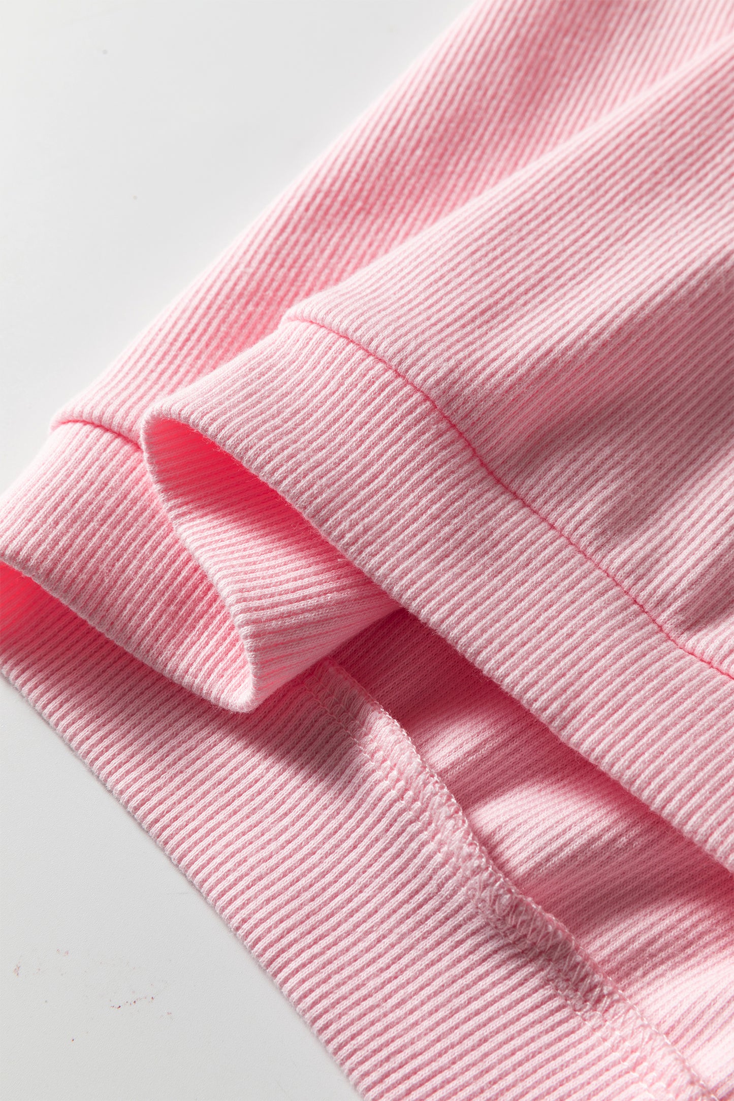 Pink 3d Ribbed XOXO Heart Embroidered Drop Shoulder Sweatshirt