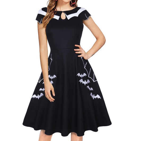 Bat Embroidered Plus Size Women's Clothing Dress