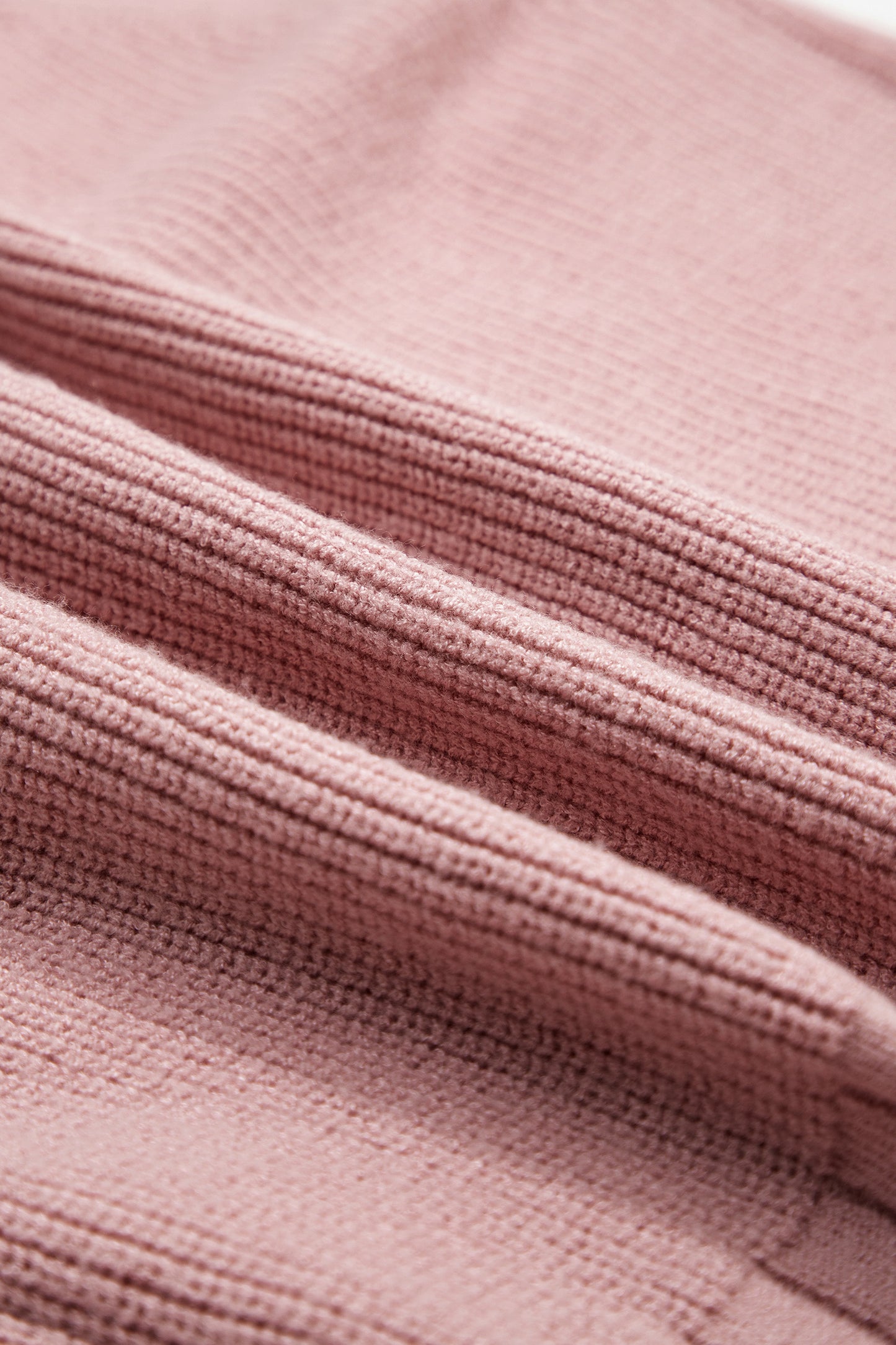 Light Pink Mixed Texture Knit Button V Neck Sweater Cardigan