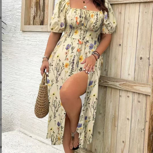 Women's Clothing Plus Size Floral Dress Summer