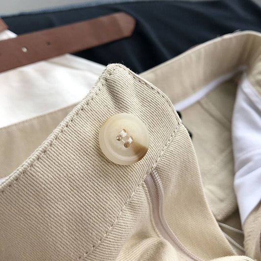 Summer Korean Style High Waist Wide Leg Shorts Women's White