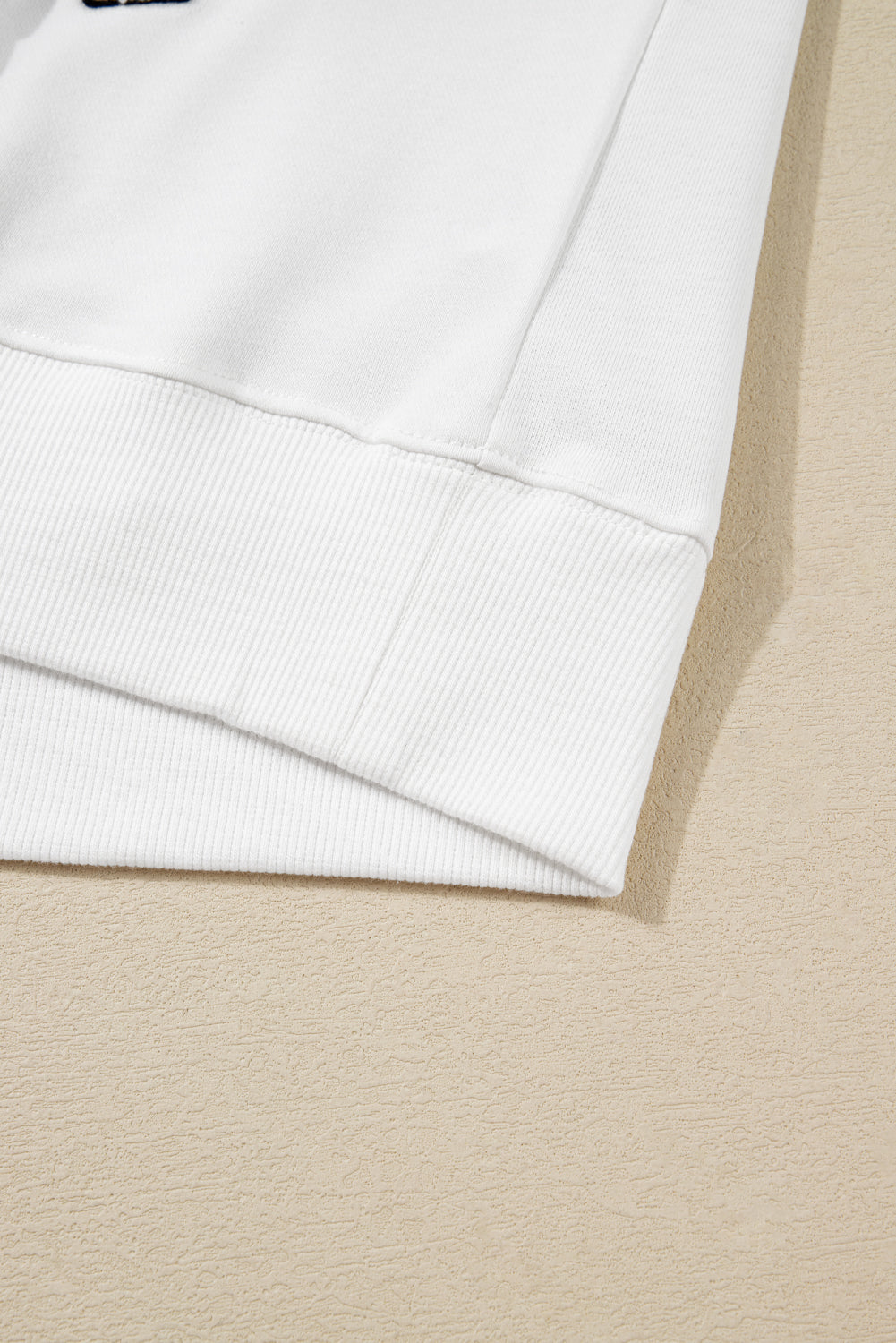 White CLASSY UNTIL KICKOFF Plush Letter Patched Loose Sweatshirt