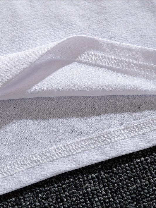 White Tshirt Men Trendy Print Loose Casual Summer Fashion Personality Street HipHop Brand