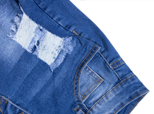Womens Mid-High Rise Ripped Jean Shorts Distressed Stretchy Denim Shorts