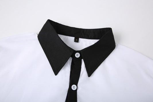 A Handsome Business And Fashionable Long-sleeved Shirt With Contrasting Colors For A Teenage Man