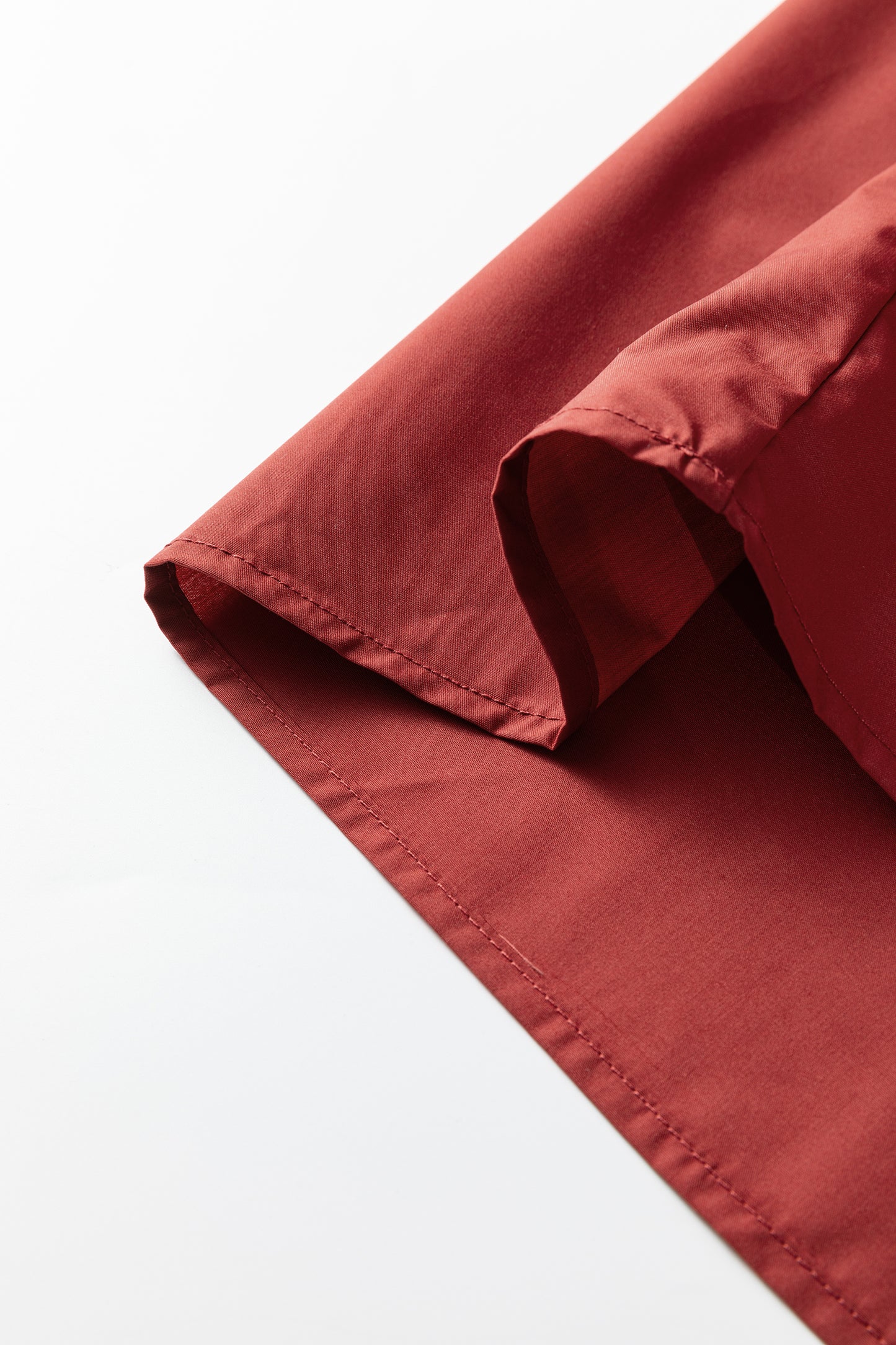 Clay Contrast Trim Flutter Sleeve V Neck Blouse