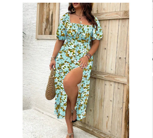 Women's Clothing Plus Size Floral Dress Summer