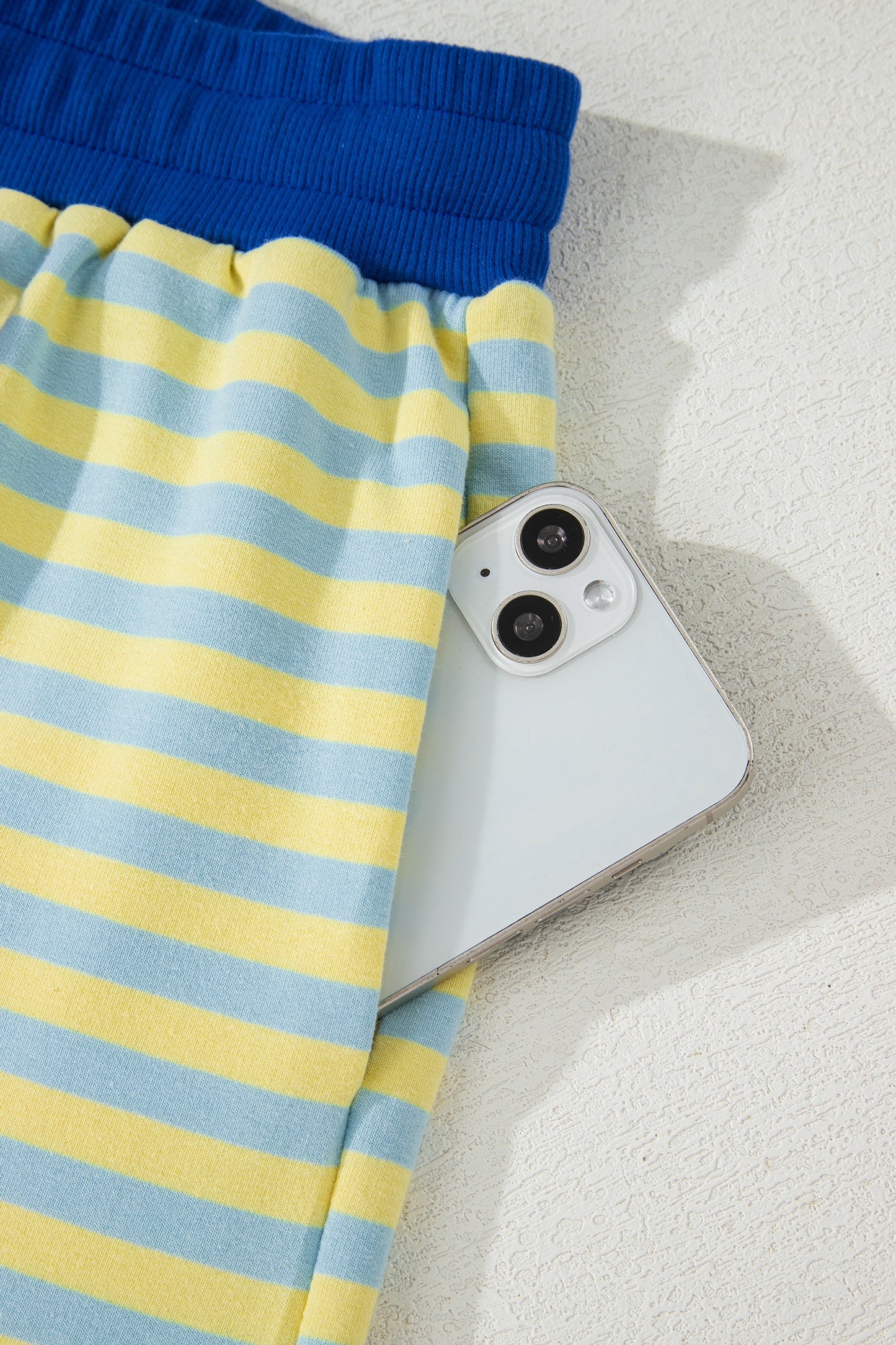 Rose Stripe Drop Shoulder Boxy Casual Terry Short Set