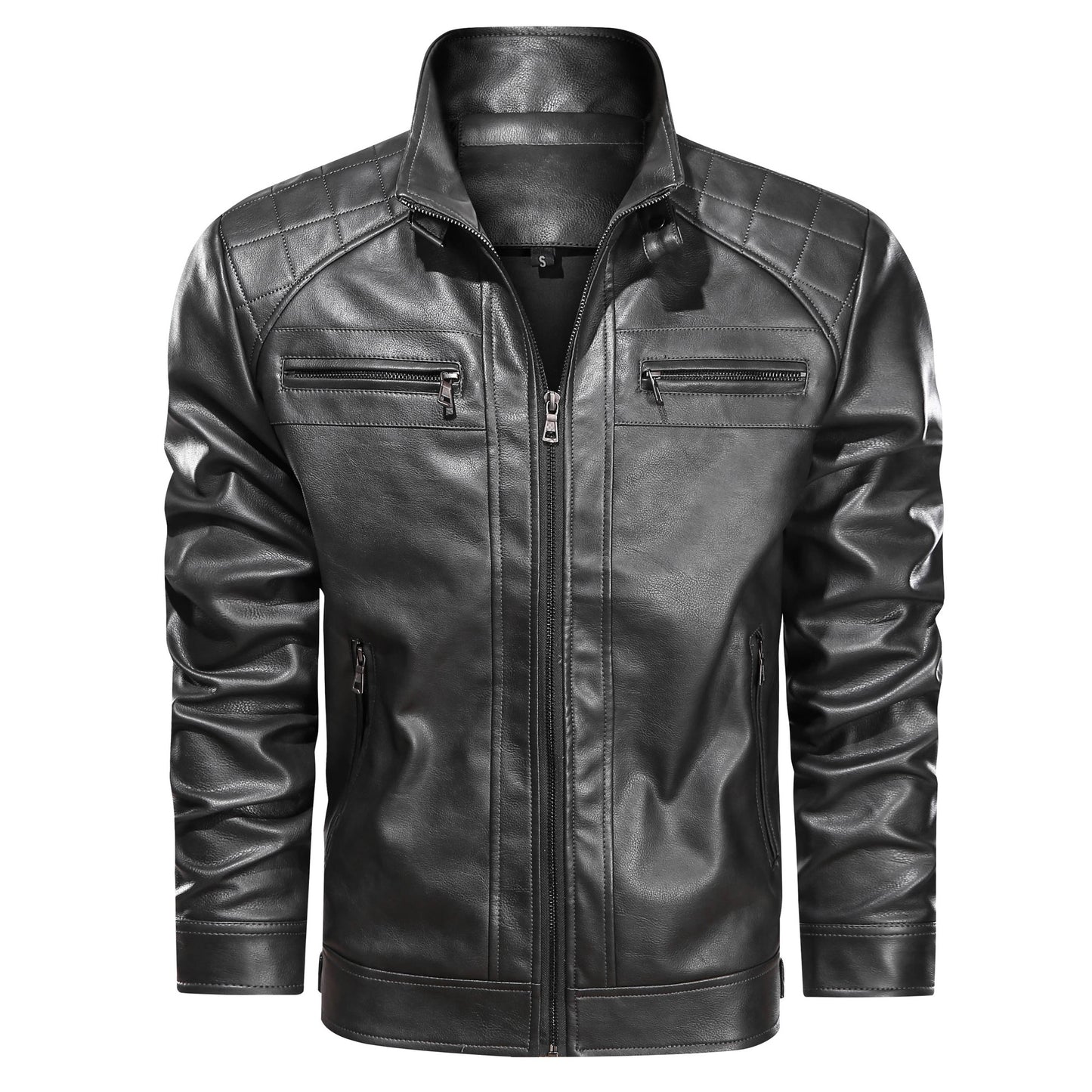 Men's Faux Leather Cafe Racer Jacket