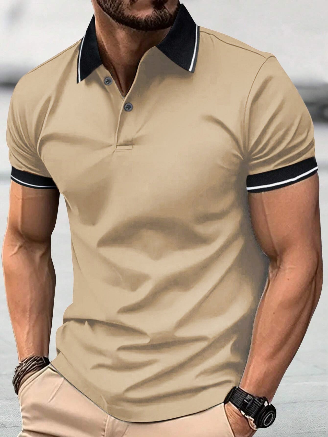 Men's Casual Button Short Sleeve Business Lapel Shirt
