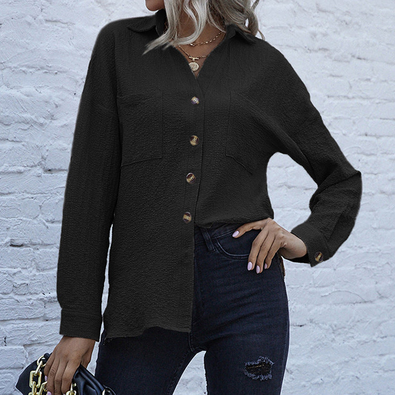 Long Sleeve Lapel Office Button Shirt