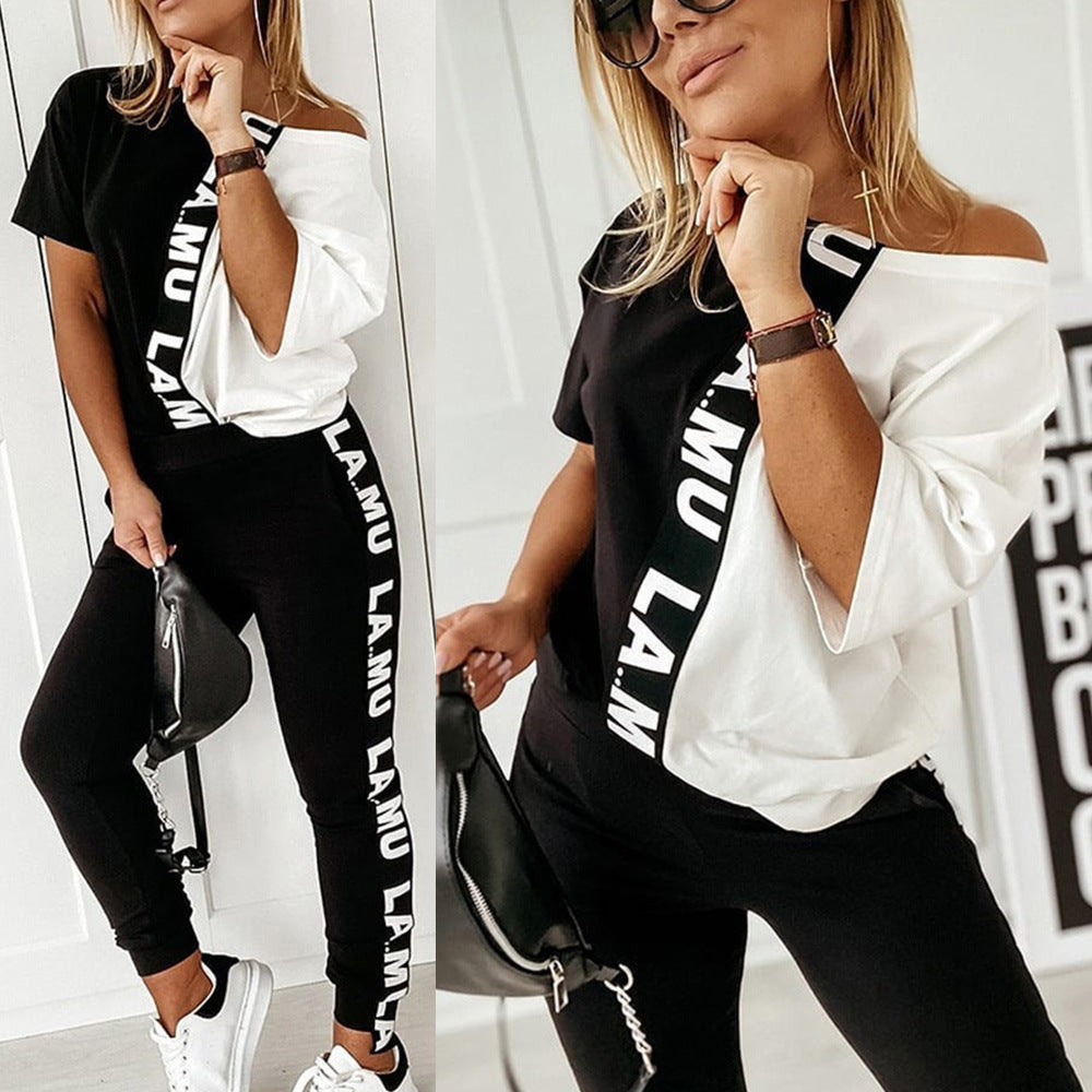Shoulder Suit With Black And White Monogrammed Print