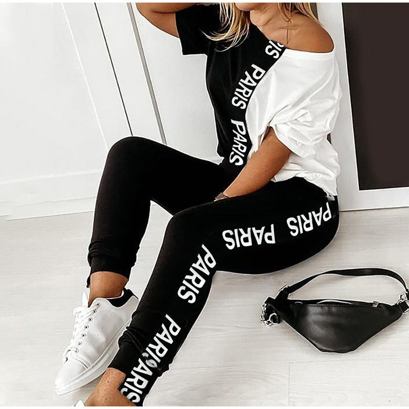 Shoulder Suit With Black And White Monogrammed Print