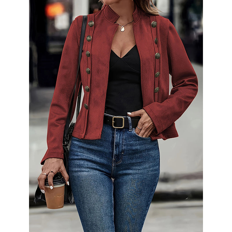 Women's Faux Suede Blazer - Long Sleeve Notch Lapel Open Front Jacket, Casual Business Office Blazer