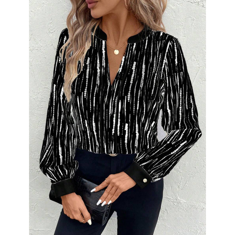 Color Matching Slit Collar Long Sleeve Elegant Workplace Suit