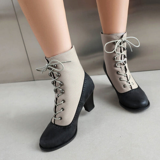 Retro British Style Cone-shaped Heel Martin Boots