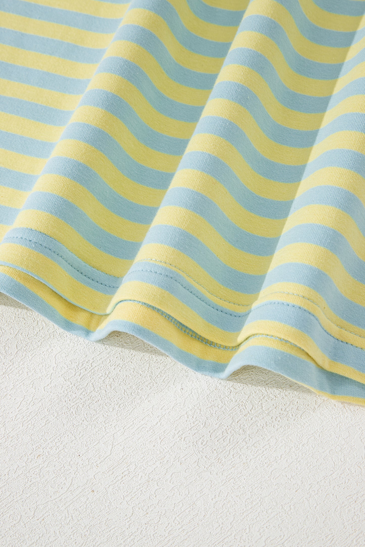 Rose Stripe Drop Shoulder Boxy Casual Terry Short Set