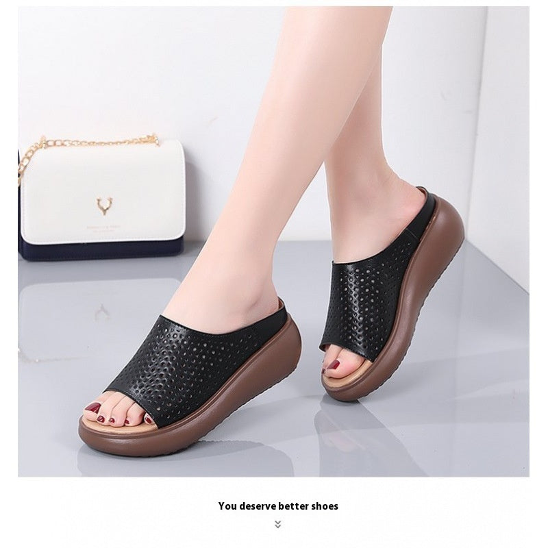Peep Toe Open Toe Rocking Bottom Platform Heel Women's Shoes