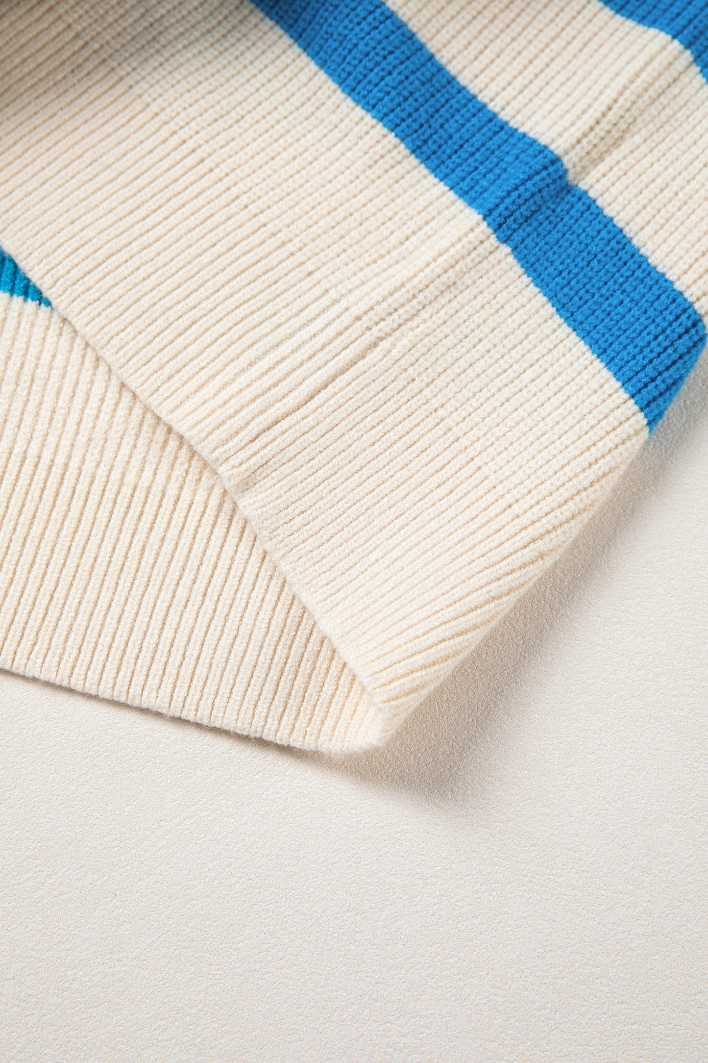 Light Blue Ribbed Half Zip Collared Sweater Vest