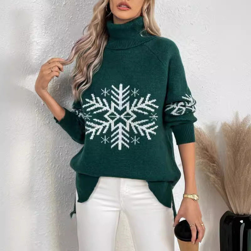 High Collar Christmas Sweaters Women's Clothing