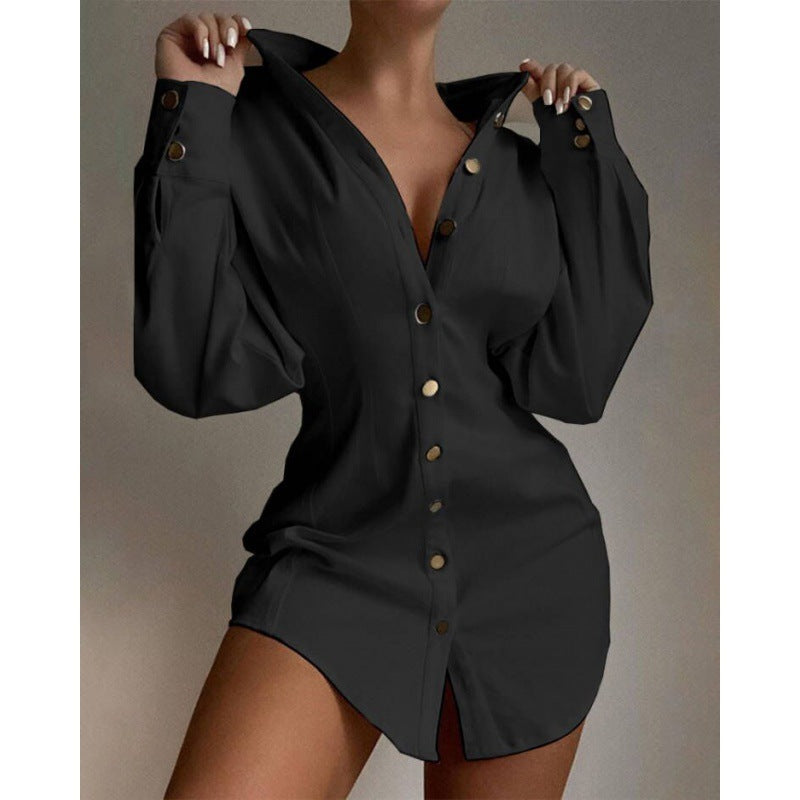 New Fashion Printed Waist-controlled Fastener Decoration Women's Shirt