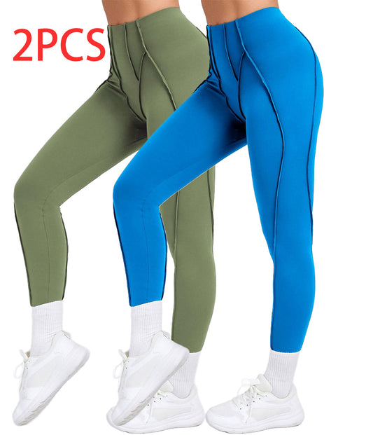2 Pack Women's Quick Dry High Waist Tummy Control Yoga Pants Workout Leggings With Side Pockets