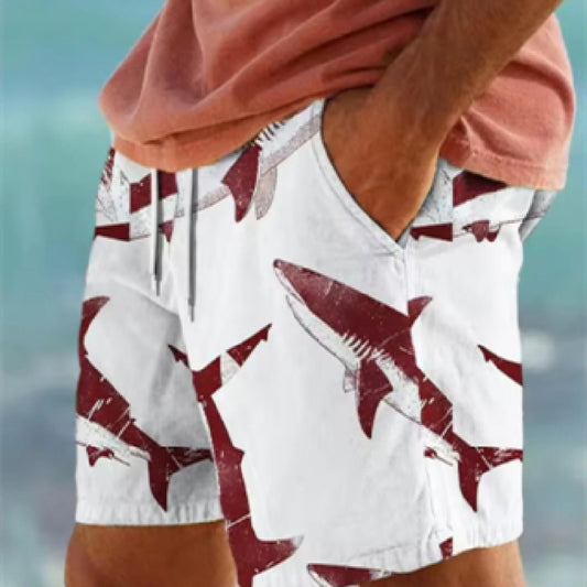 Fashion Personality 3D Shark Printed Beach Shorts Men