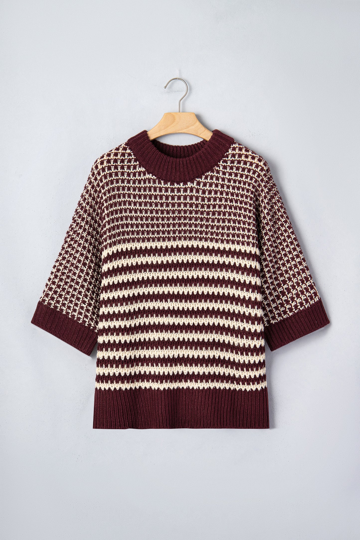 Red 3/4 Draped Sleeve Slouchy Sweater