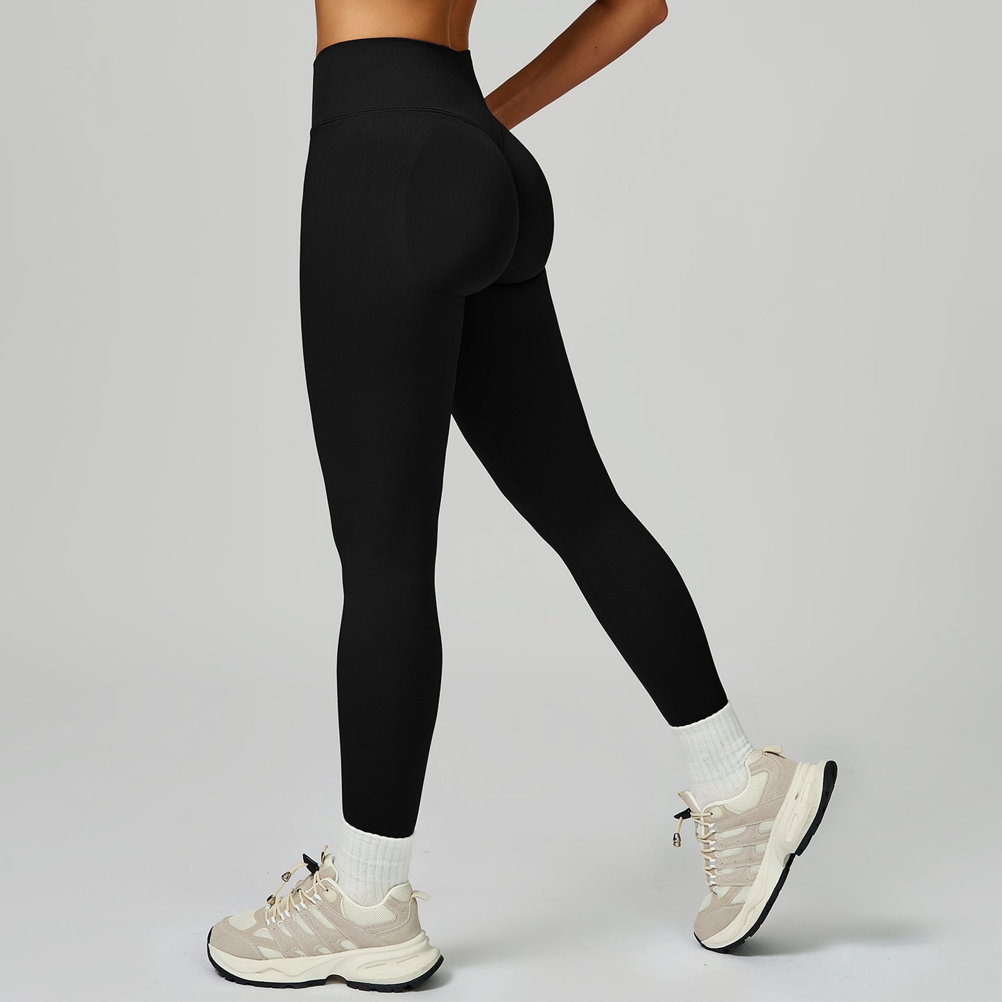 Sports Running Fitness Contrast Color Binding High Waist Slim Pants