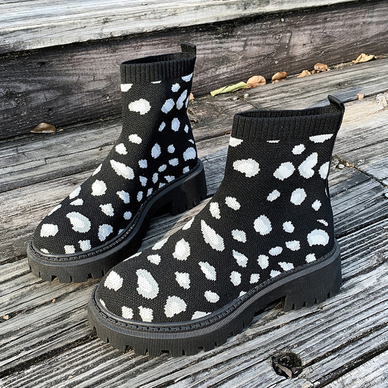 Women's Thick Heel Solid Color Casual And Comfortable Martin Boots