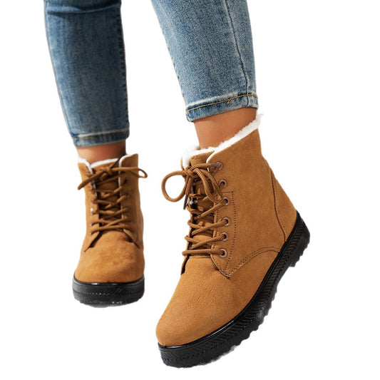 Women's Lightweight Non-slip Lace-up Thickened Warm Snow Boots