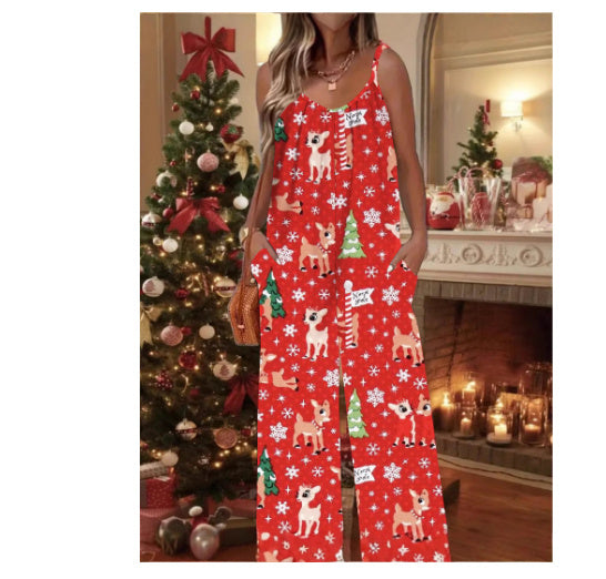 Christmas Plus Size Women's Clothing Casual Jumpsuit