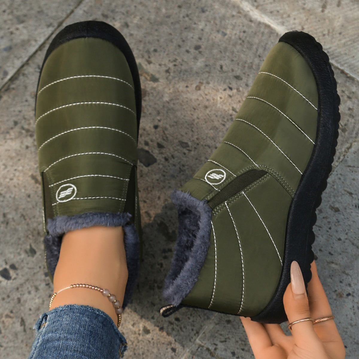 Plus Size Cotton Boots Fleece Lined Padded Warm Keeping Casual Shoes