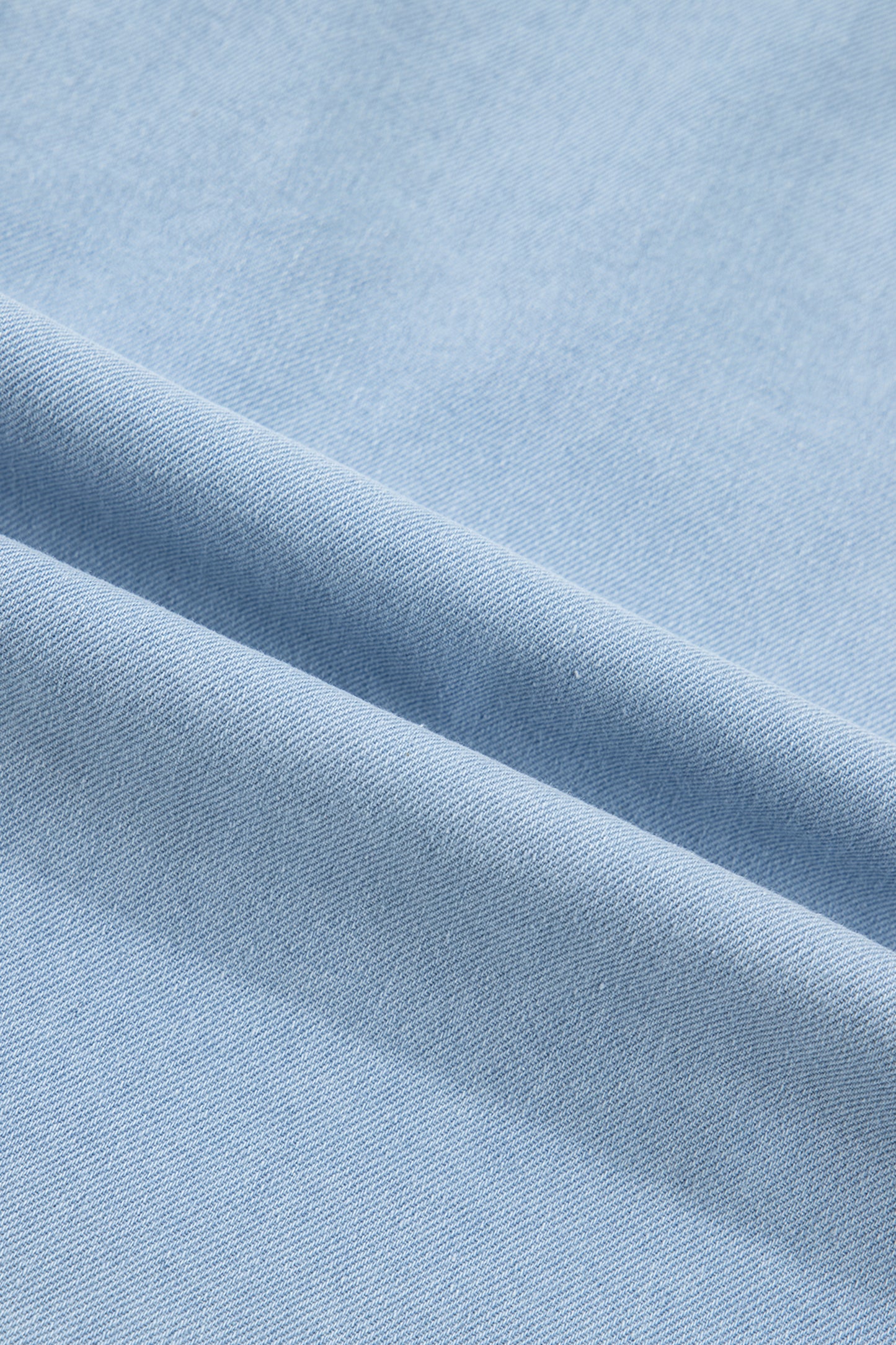 Beau Blue Ruffled Edge Collared Shift Denim Dress with Pockets