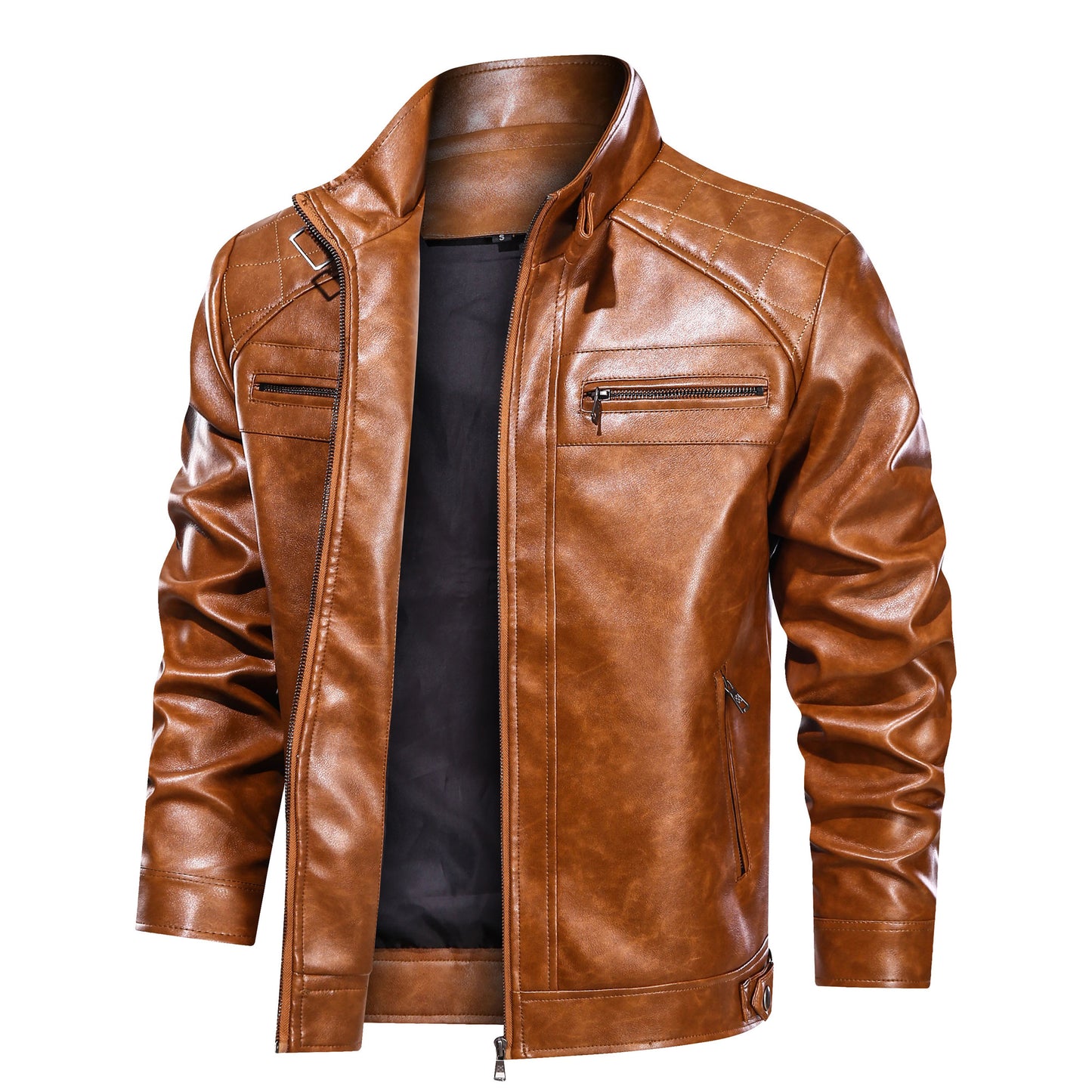 Men's Faux Leather Cafe Racer Jacket
