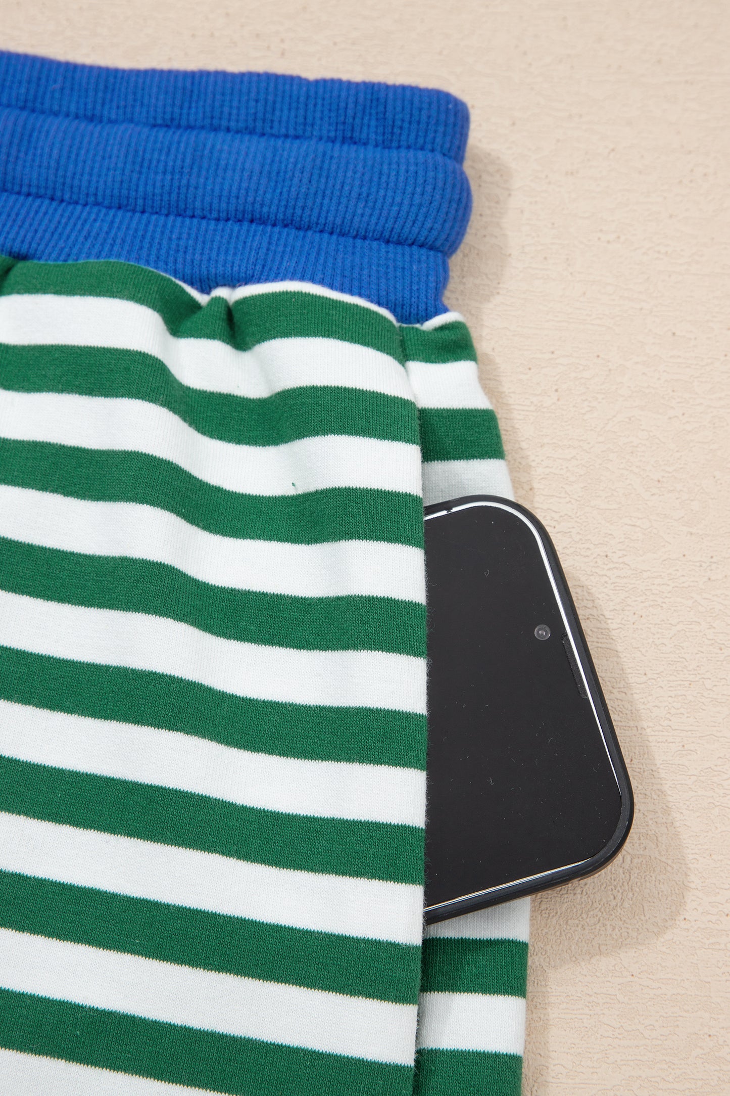 Rose Stripe Drop Shoulder Boxy Casual Terry Short Set