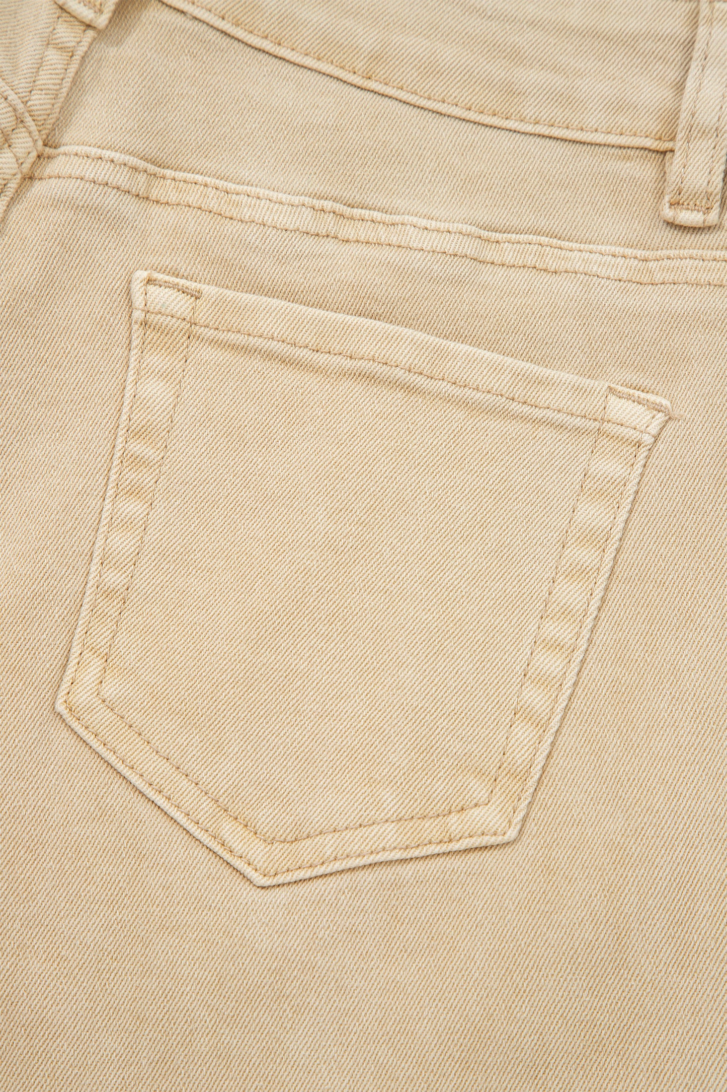 Apricot Solid Color Seamed Center Wide Leg Cropped Jeans